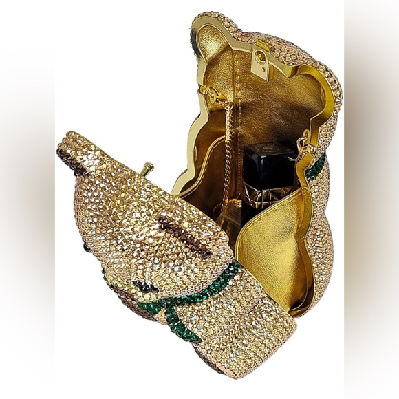 NEW Sparkling Bling Crystal Rhinestone Bear Bag Clutch Purse - Picture 6 of 7